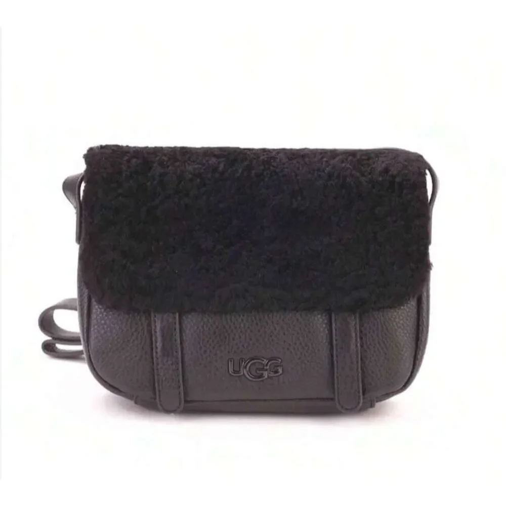 UGG Bia Mini School Bag Black Leather Crossbody